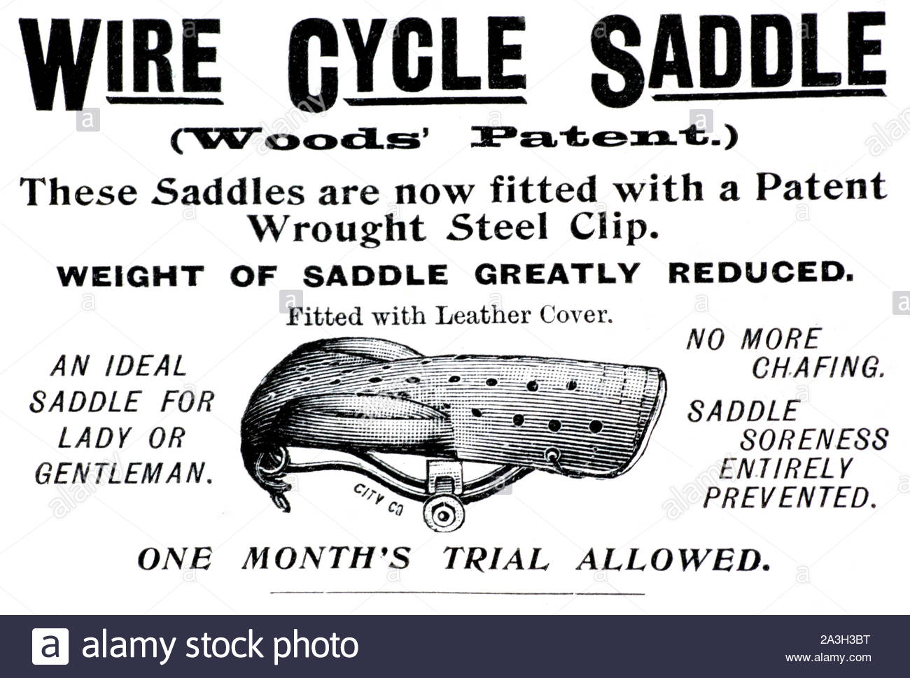 Der viktorianischen Ära, Kabel Zyklus Sattel, Vintage Werbung von 1899 Stockfoto