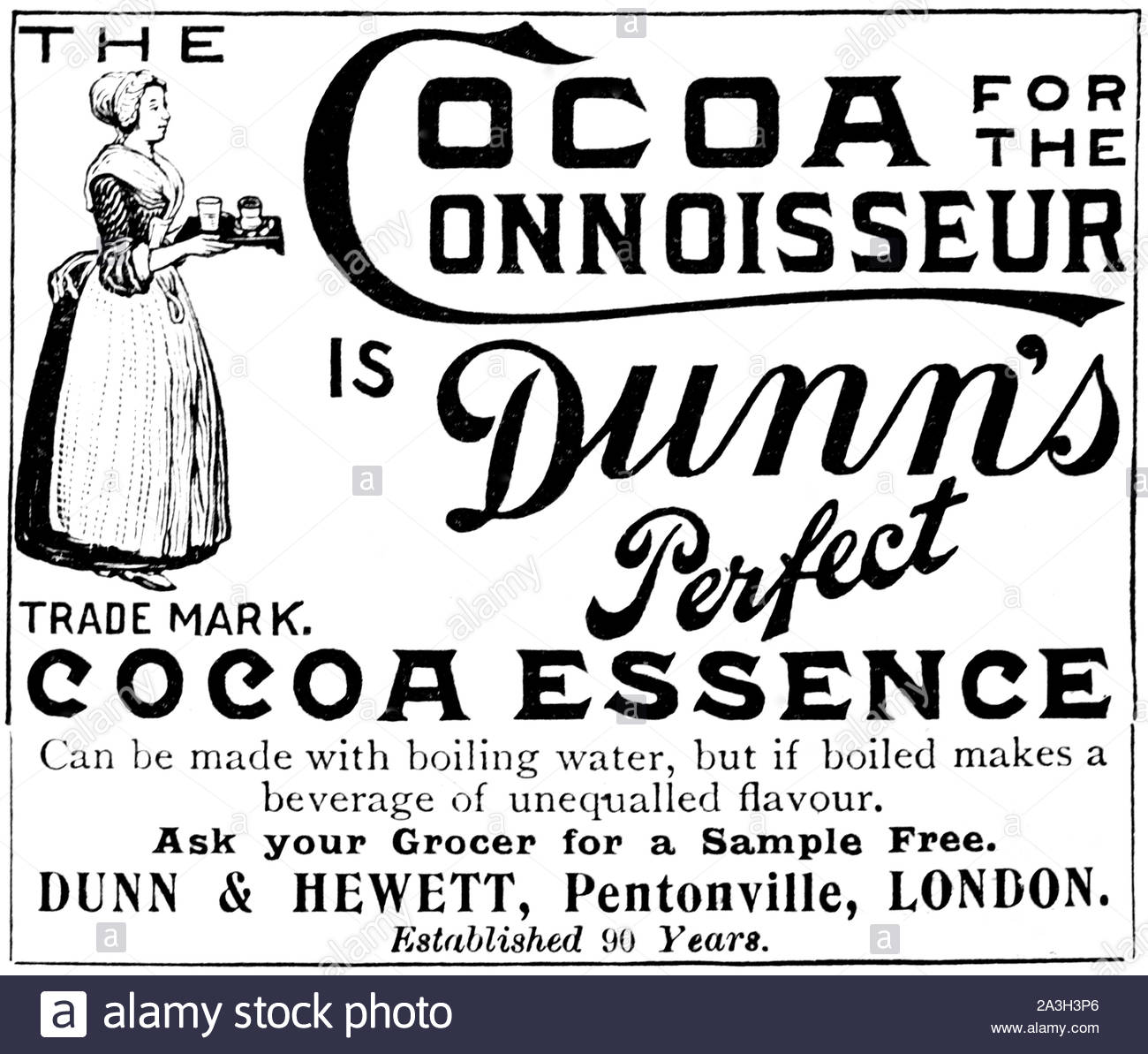 Der viktorianischen Ära, Dunn's Cocoa Essenz, Vintage Werbung von 1899 Stockfoto
