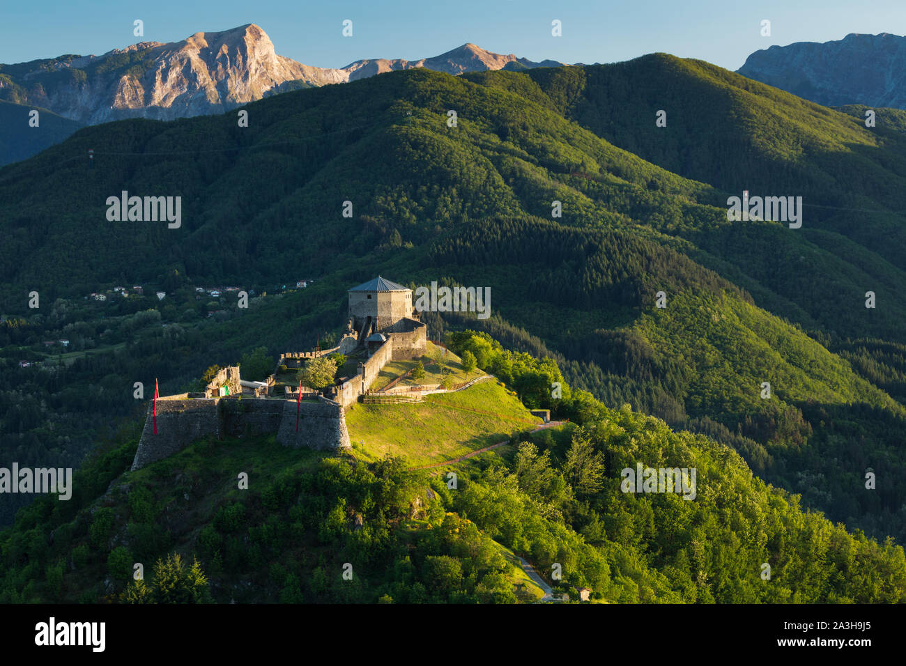 Fortezza delle Verrucole, Apenninen, Toskana, Italien Stockfoto