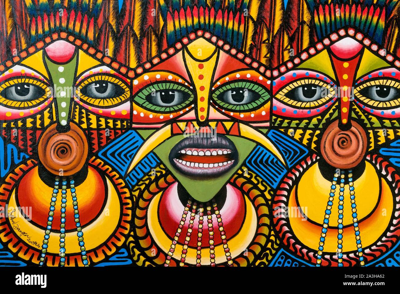 - Papua-New Guinea, nationalen Capitale Bezirk, Port Moresby, Galerie PNG Fine Art Gallery, Gemälde von Künstler John Gefahr Stockfoto