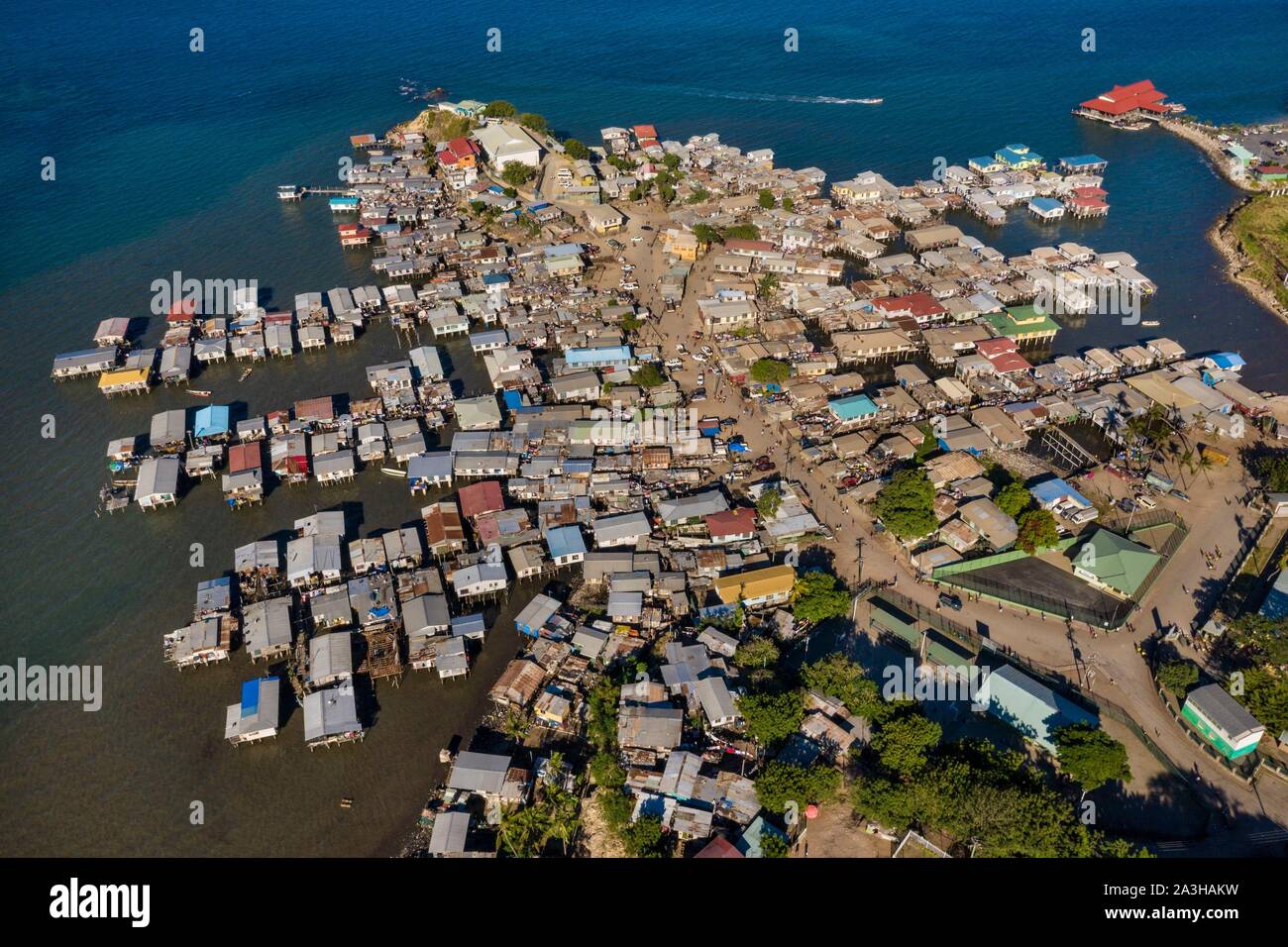 Papua-neuguinea, Golf von Papua Region, National Capital District, National Capital District, Stadt von Port Moresby, Koki, Koki Dorf (Luftbild) Stockfoto