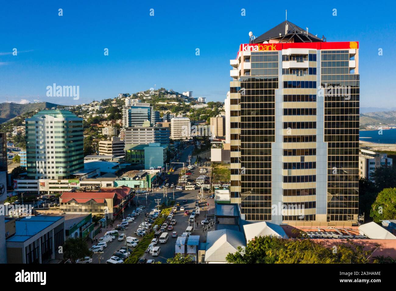 Papua-neuguinea, Golf von Papua Region, National Capital District, National Capital District, Stadt von Port Moresby, der Stadt (Luftbild) Stockfoto