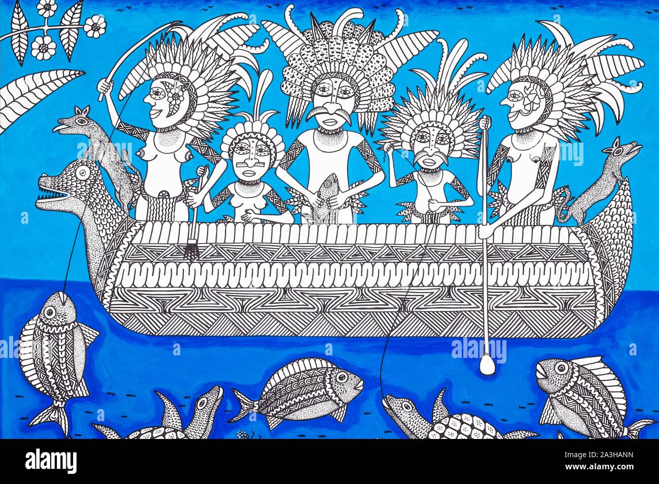 - Papua-New Guinea Papua Bay, National Capital District, Port Moresby Stadt, Ela Beach, Apec Haus, Malerei im Gebäude von Hugo Apa Stockfoto