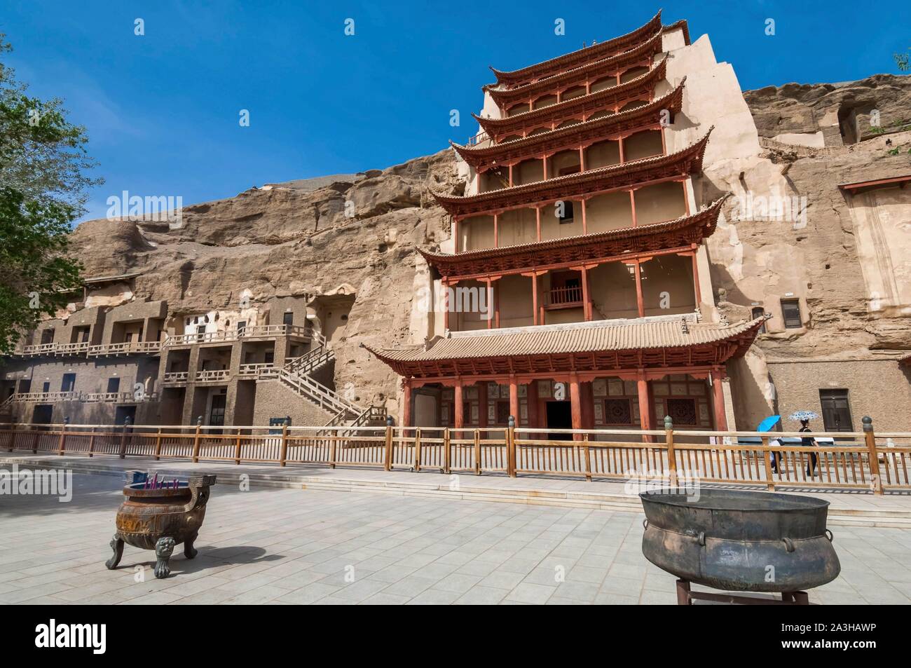 China, Provinz Gansu Dunhuang, Mogao Grotten, eingetragenes Weltkulturerbe der UNESCO Stockfoto