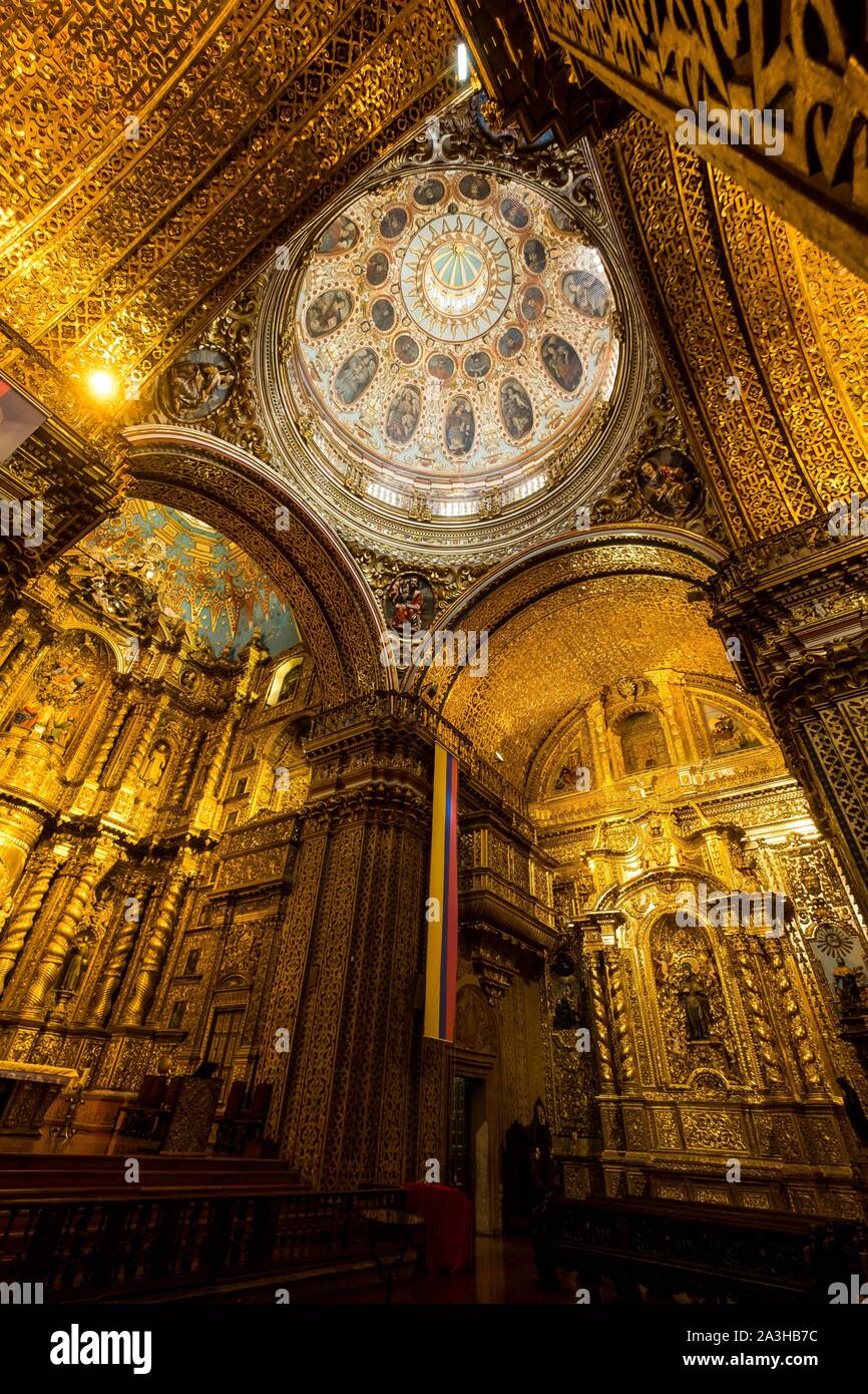 Ecuador, Quito, eingetragenes Weltkulturerbe der UNESCO, San Francisco Ort und Kirche, die Kirche des Jesus von 17 thh jahrhunderts, die ganz mit Gold bedeckt Stockfoto