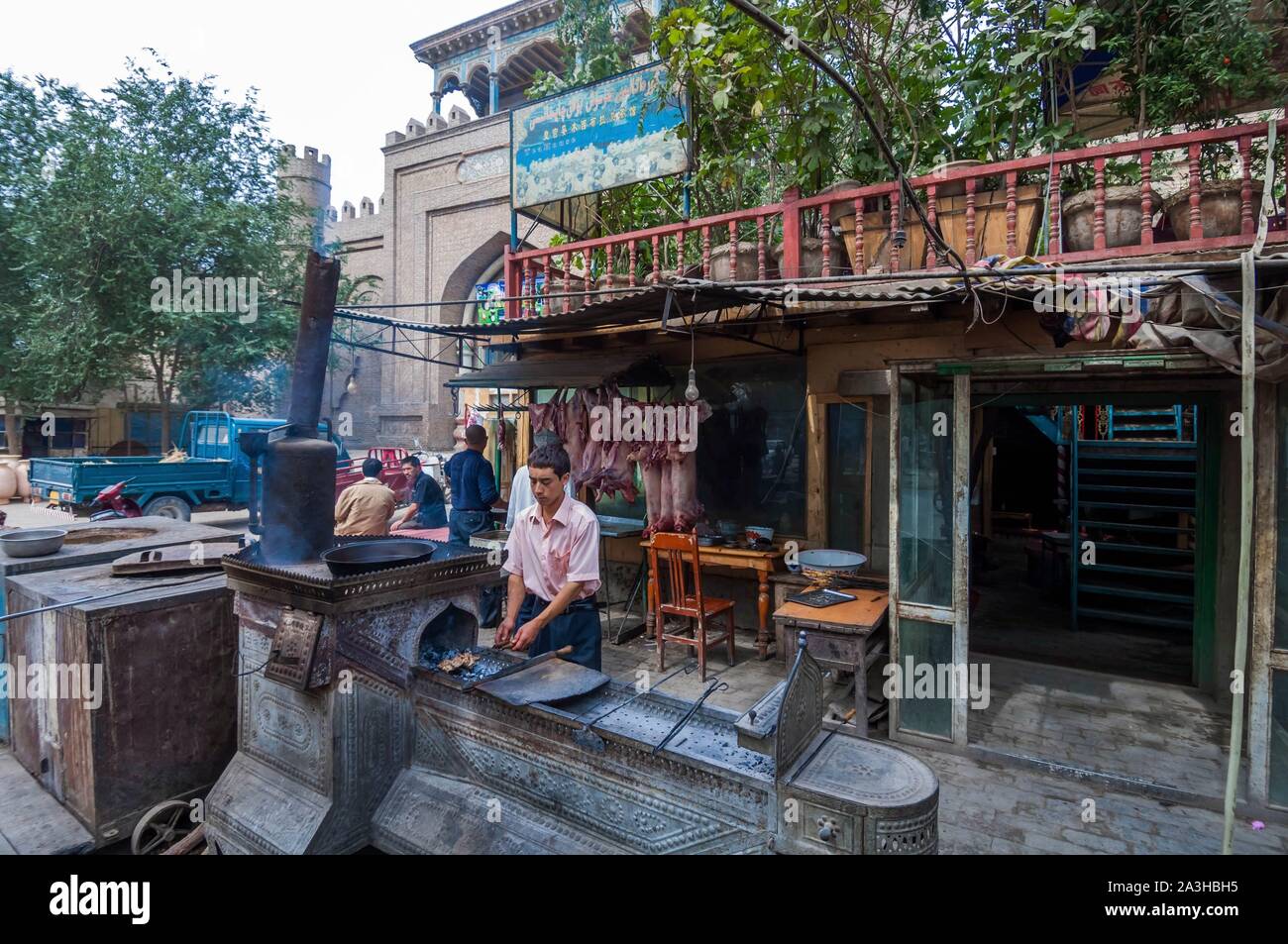 China, Xinjiang autonome Region, Yarkand, Basar Restaurant Stockfoto