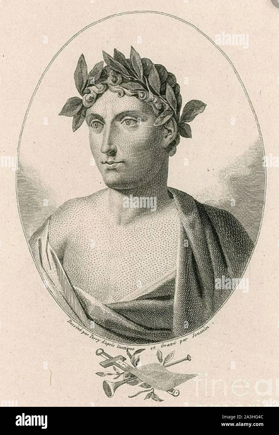 HORACE - QUINTUS STEFFEN FLACCUS (65 v. Chr. - 8 v. Chr.) Römischer Lyriker. 18. jahrhundert Gravur. Stockfoto