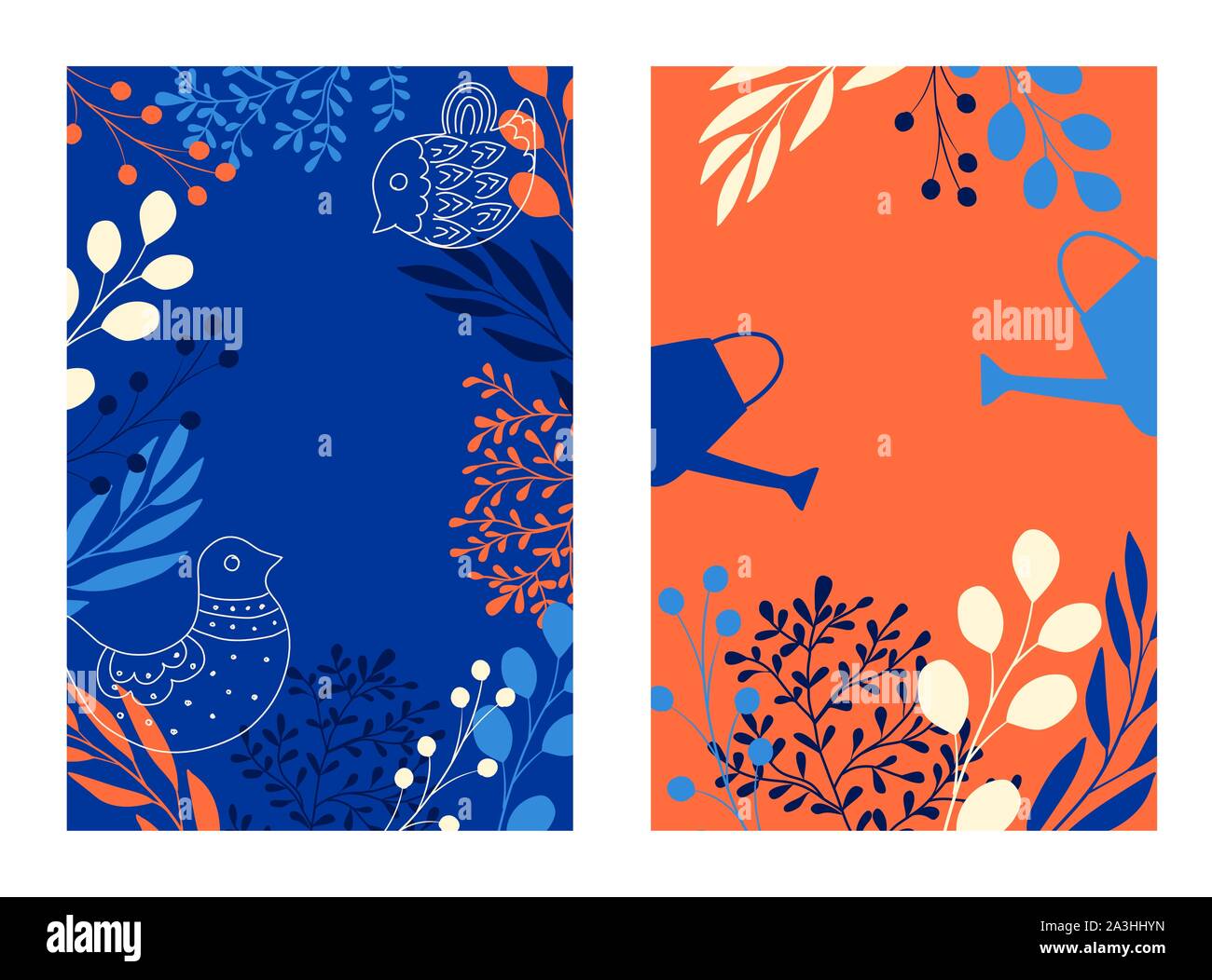 Vektor einrichten des lebhaften Hand gezeichnete Blumen abstrakte Hintergründe mit negativen Raum - Banner, Plakate, Cover Design Vorlagen Stock Vektor