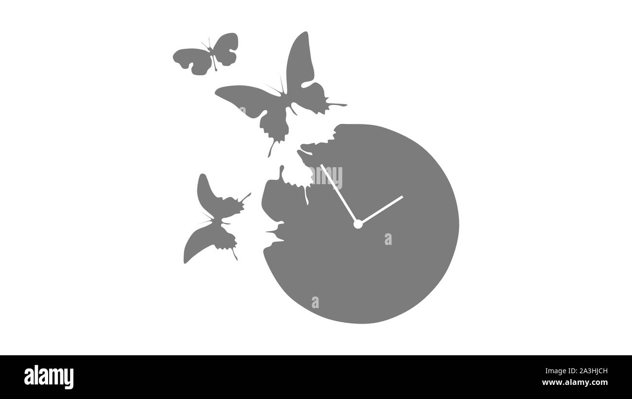 3D-Rendering von einem Schmetterling Uhr auf weißem Hintergrund Stockfoto