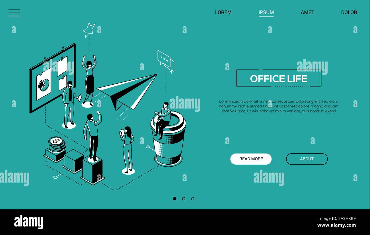 Office life-line Design Style isometrische Web Banner Stock Vektor