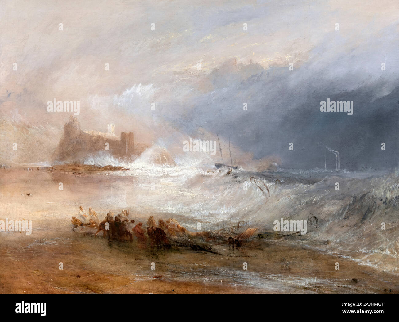 Bergungsfahrzeuge - Küste von Northumberland mit einem Steam-Boat Unterstützung ein Schiff vor der Küste von JMW Turner, Öl auf Leinwand, c. 1833/4 Stockfoto