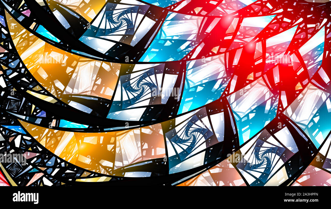 Bunte Glasfenster, computer-generierte Zusammenfassung Hintergrund, 3D-Rendering Stockfoto
