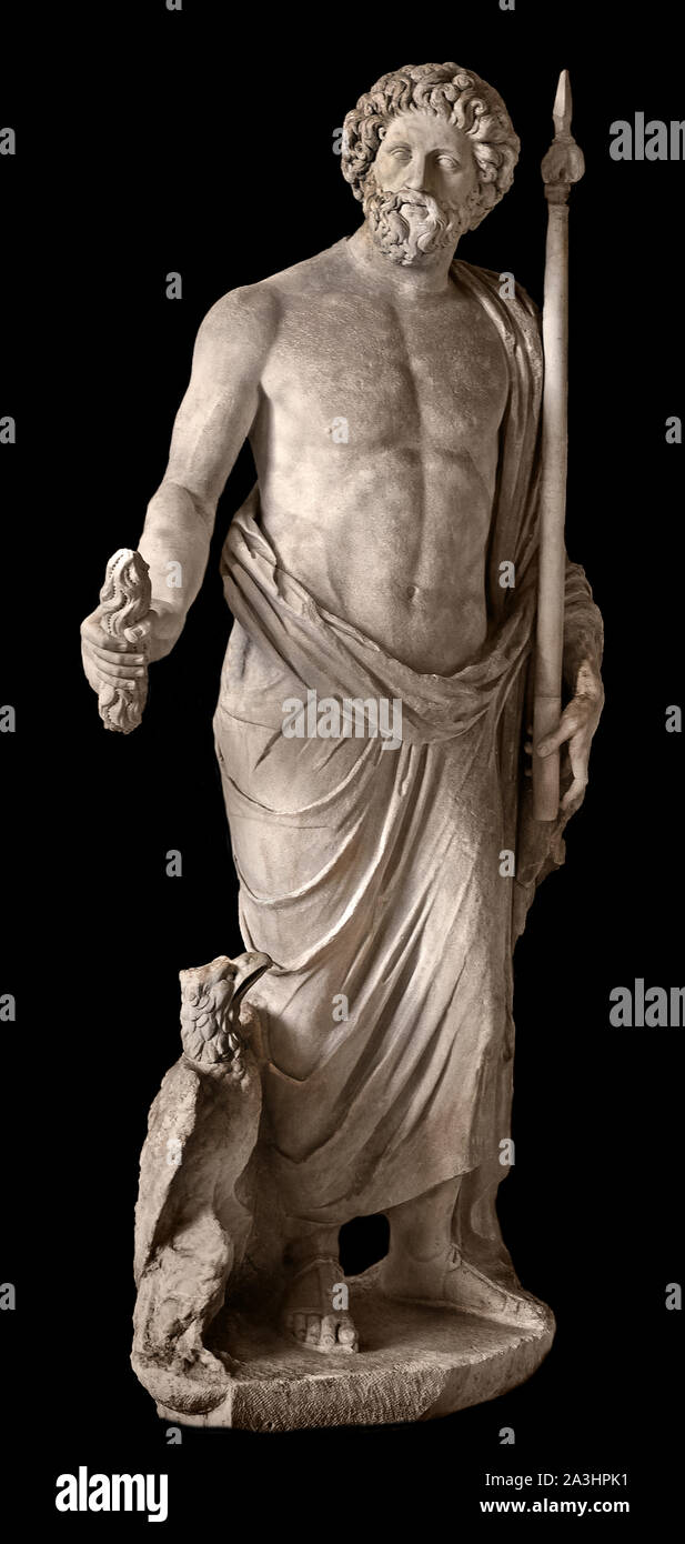 Zeus, der Gott des Himmels, Gott des Himmels, Meister des Olymp. Inspiriert von einer griechischen Statue. 2. Jahrhundert AC. Borghese Collection. Griechisch, Griechenland, Römisches, Italien. Stockfoto Zeus, der Gott des Himmels, Gott des Himmels, Meister des Olymp. Inspiriert von einer griechischen Statue. 2. Jahrhundert AC. Borghese Collection. Griechisch, Griechenland, Römisches, Italien. Stockfoto