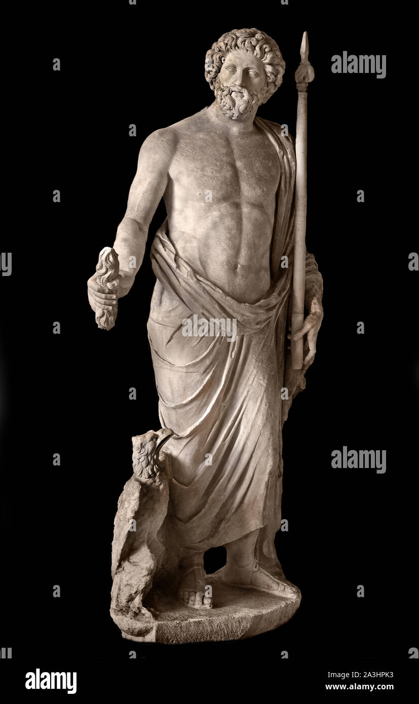 Zeus, der Gott des Himmels, Gott des Himmels, Meister des Olymp. Inspiriert von einer griechischen Statue. 2. Jahrhundert AC. Borghese Collection. Griechisch, Griechenland, Römisches, Italien. Stockfoto