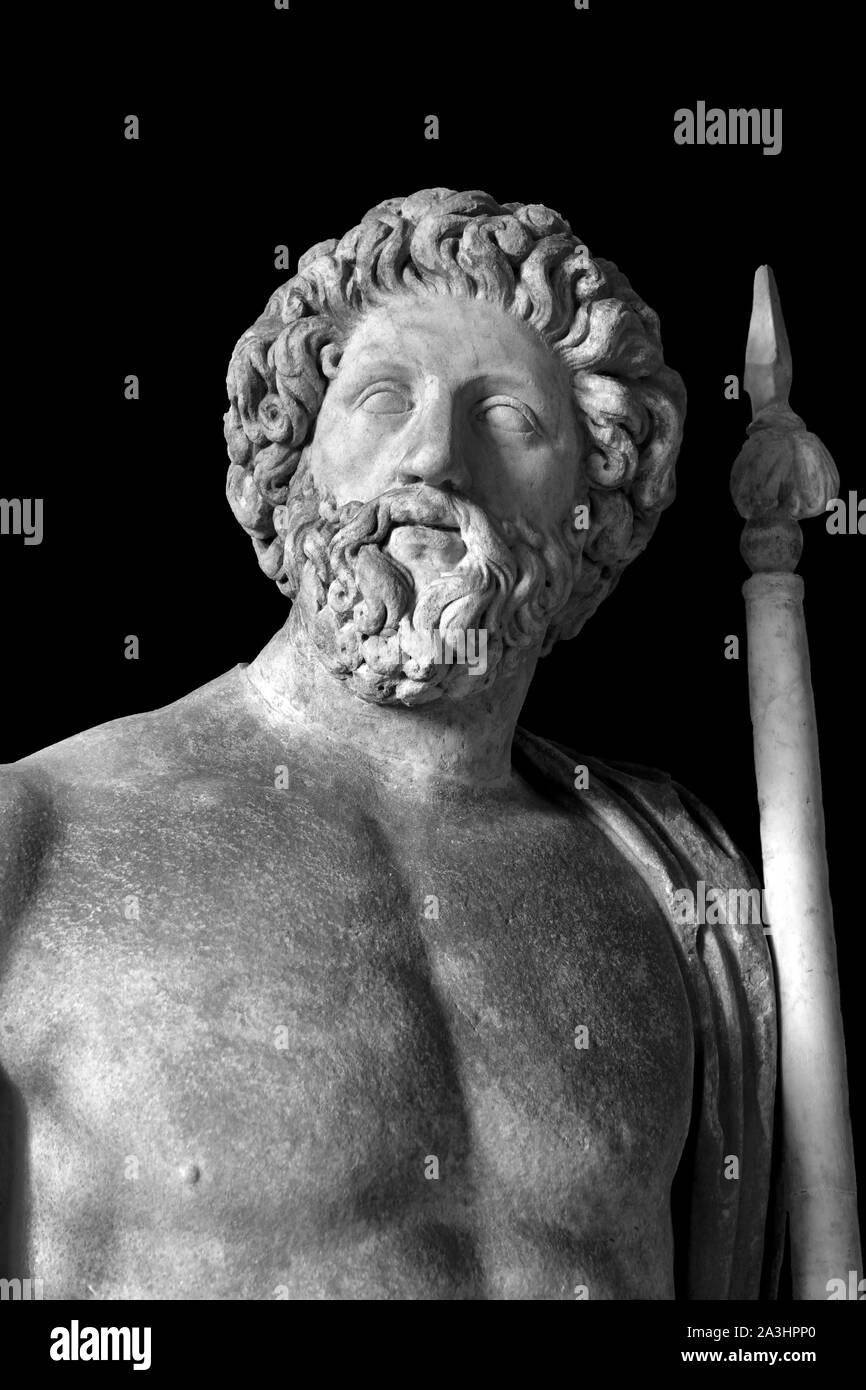 Zeus, der Gott des Himmels, Gott des Himmels, Meister des Olymp. Inspiriert von einer griechischen Statue. 2. Jahrhundert AC. Borghese Collection. Griechisch, Griechenland, Römisches, Italien. Stockfoto Zeus, der Gott des Himmels, Gott des Himmels, Meister des Olymp. Inspiriert von einer griechischen Statue. 2. Jahrhundert AC. Borghese Collection. Griechisch, Griechenland, Römisches, Italien. Stockfoto