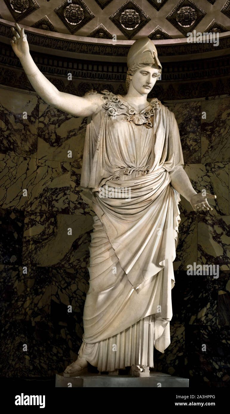 Das Athena von Velletri Velletri oder Pallas ist ein Typ der klassischen Marmor Statue der Athene, das Tragen eines Helmes. (Original auf Cresilas) ersten Jahrhundert N.CHR. Paros Marmor, H. 3,05 mGreek, Griechenland, Römische zugeschrieben, Stockfoto