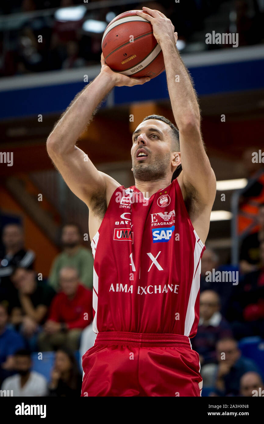 Mailand, Italien. 06 Okt, 2019. Amedeo Della Valle (AX Armani Exchange Olimpia Milano) während Legabasket Serie A Basketball match AX Armani Exchange Olimpia Milano vs Pallacanestro Triest in Milano, Palalido Allianz Cloud, der Home Team gewann 88-74. Italien 6. Oktober 2019. (Foto von Matteo Cogliati/Pacific Press) Quelle: Pacific Press Agency/Alamy leben Nachrichten Stockfoto