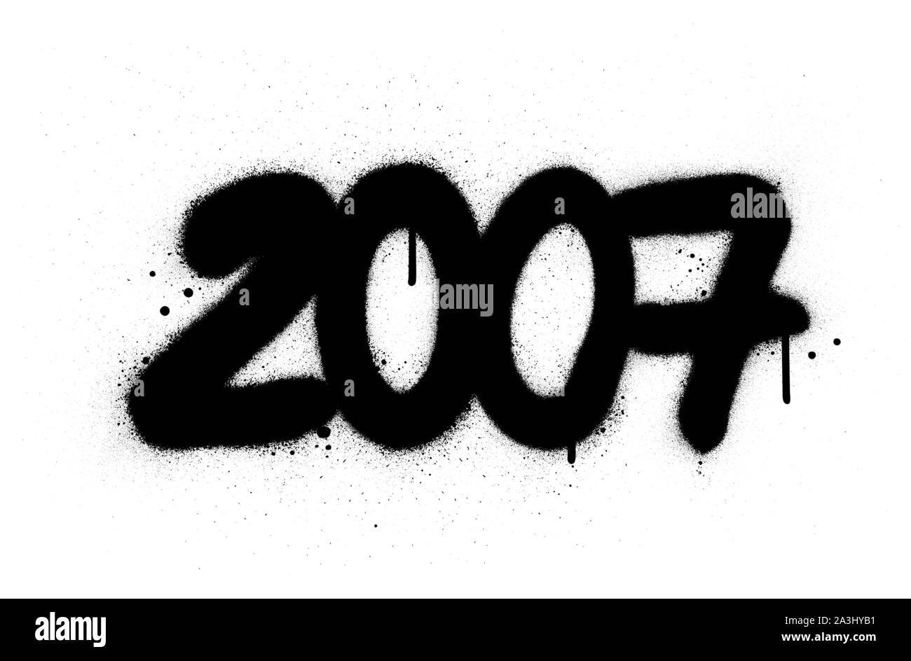 Graffiti gesprüht Nummer 2007 in Schwarz auf Weiß Stock Vektor