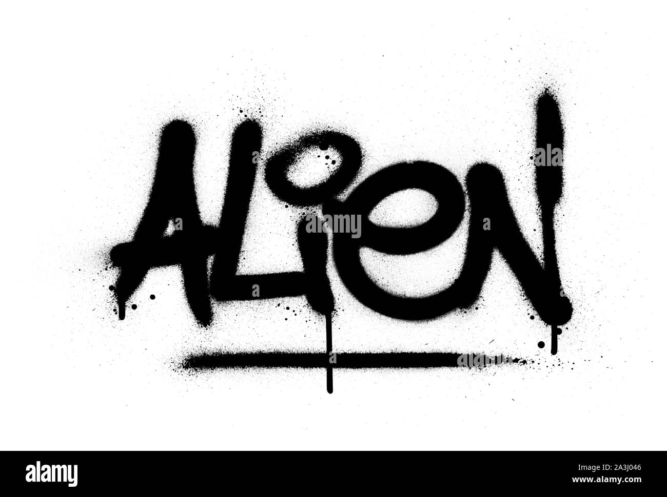 Graffiti alien Wort in Schwarz auf Weiß gespritzt Stock Vektor