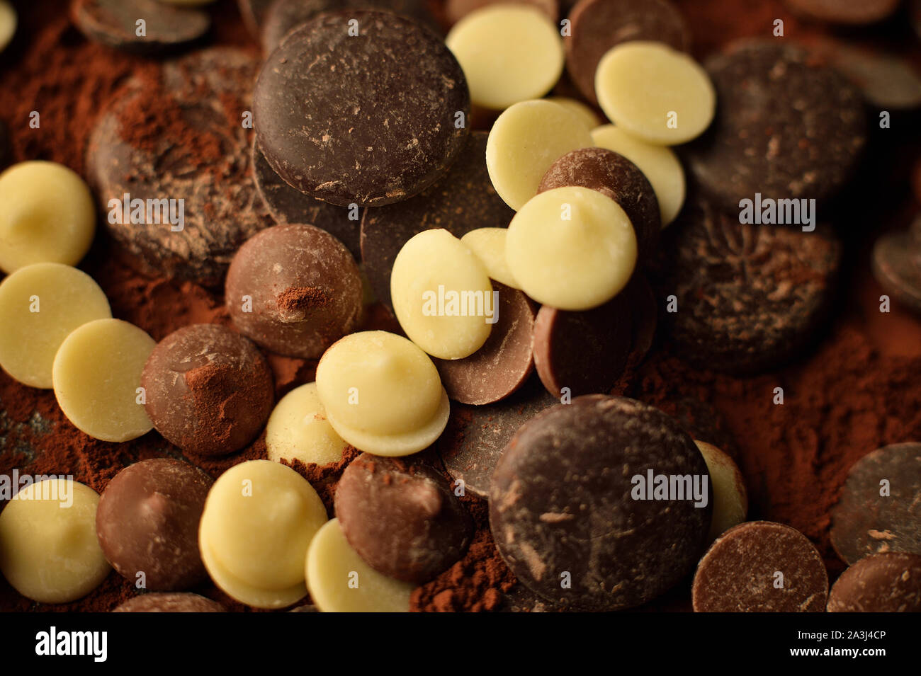 Schokolade auf einen Kakao bed Stockfoto