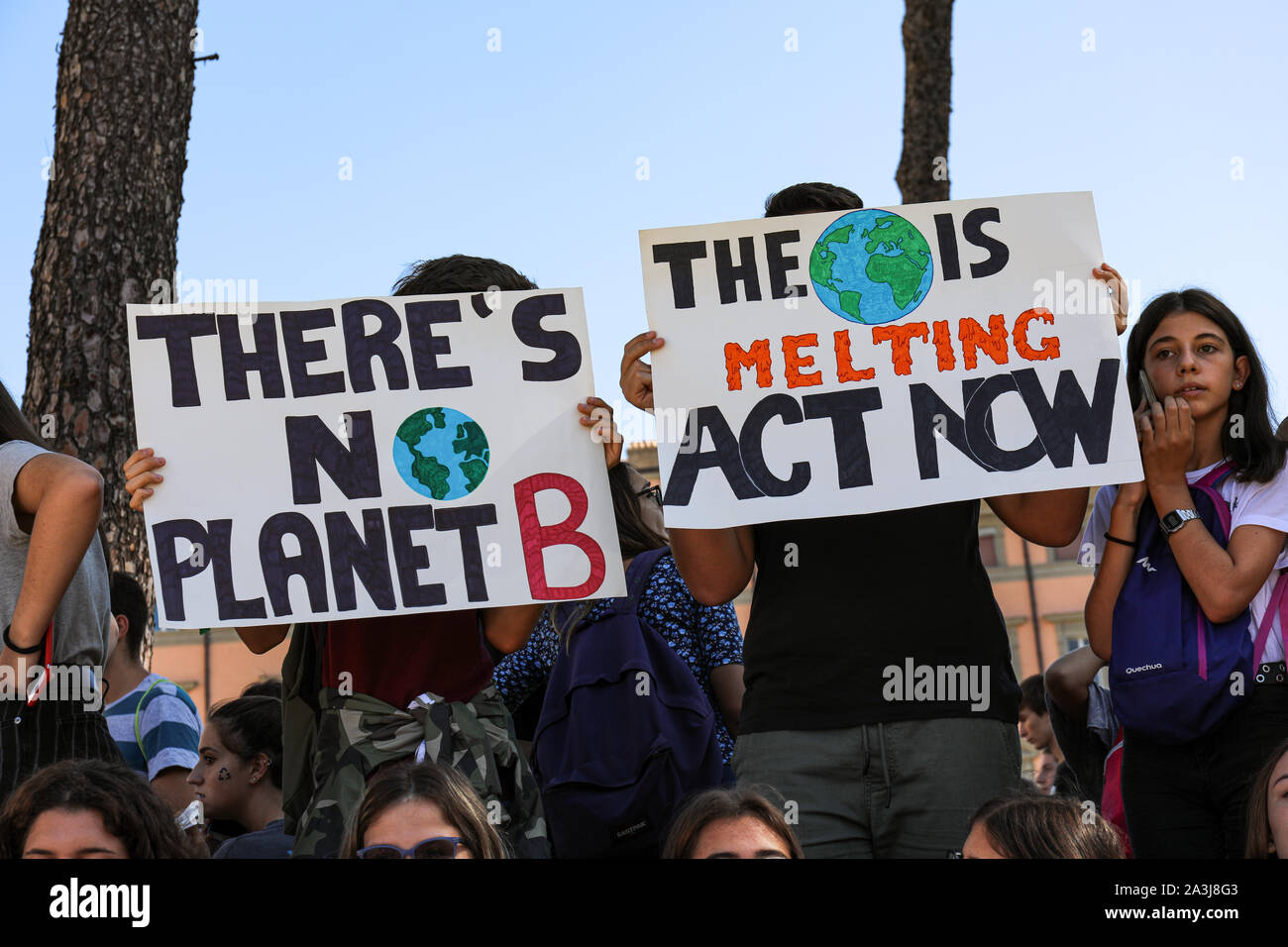 27.09.2019. Climate Action Woche. Freitags für Zukunft. Schule Streik für das Klima. Klimawandel protestieren. Piazza della Madonna di Loreto in Rom, Italien. Stockfoto