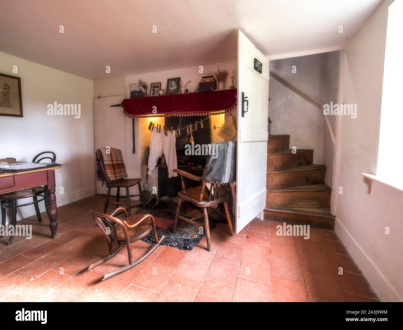 Das Wohnzimmer der Viktorianischen Ära Marshmans Kröte Loch Cottage in der Nähe von Ludham auf der Norfolk Broads Stockfoto