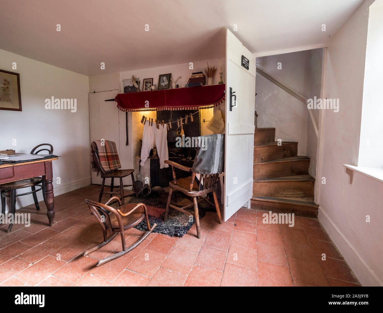 Das Wohnzimmer der Viktorianischen Ära Marshmans Kröte Loch Cottage in der Nähe von Ludham auf der Norfolk Broads Stockfoto