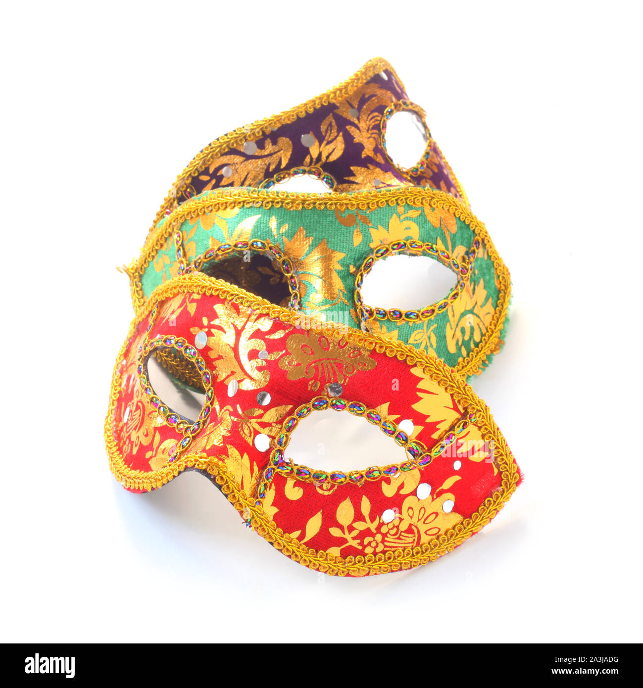 Karneval Masken isoliert auf weißem Stockfoto
