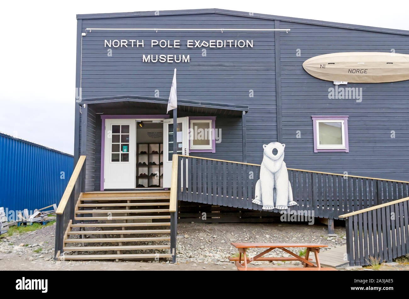 Nordpol Expedition Museum, Longeyearbyen, Svalbard, Norwegen, der weltweit nördlichsten Siedlung Stockfoto