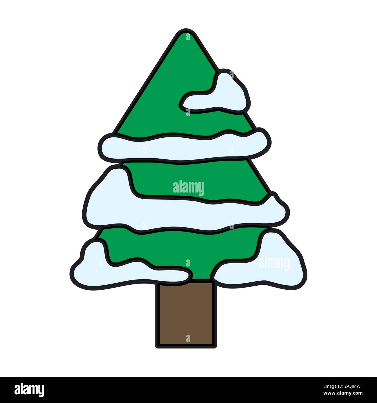 Frohe Weihnachten Tanne mit Schnee Stock Vektor