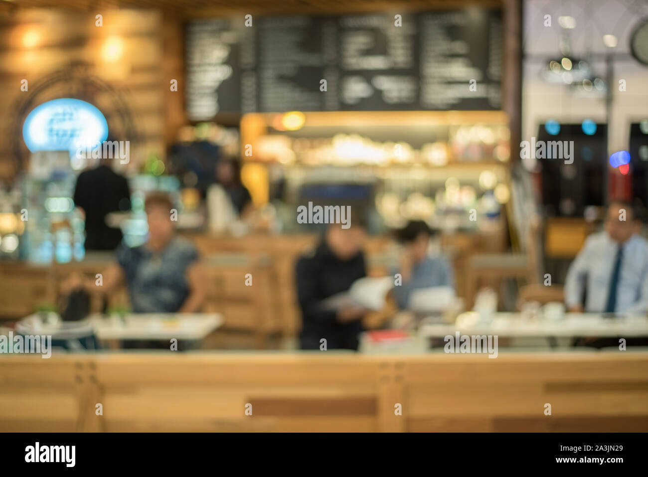 Coffee Shop - Cafe verschwommenen Hintergrund mit bokeh Bild/Blur Stockfoto
