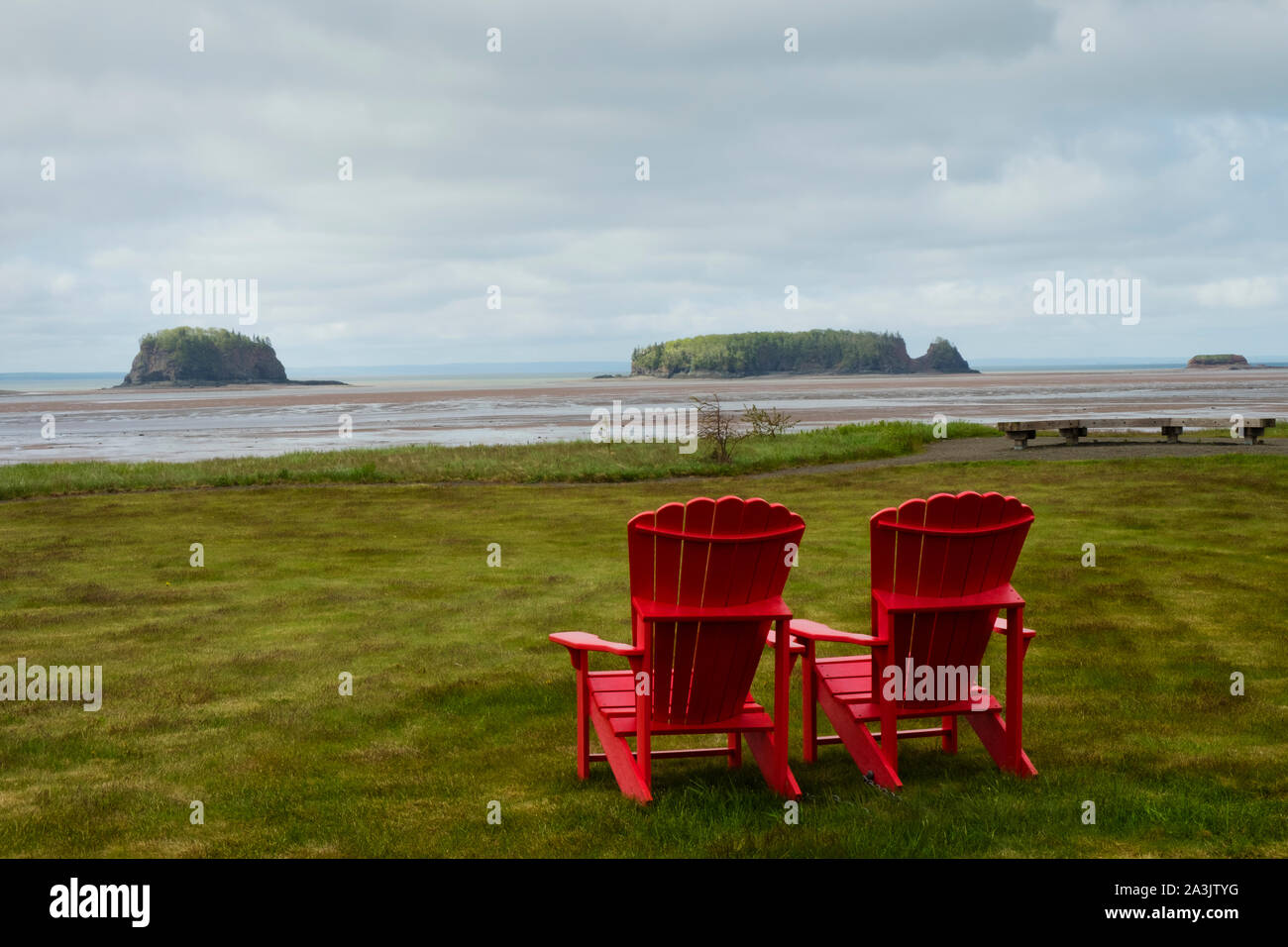 Blick auf Ebbe in Minas Basin, fünf Inseln, Nova Scotia Stockfoto