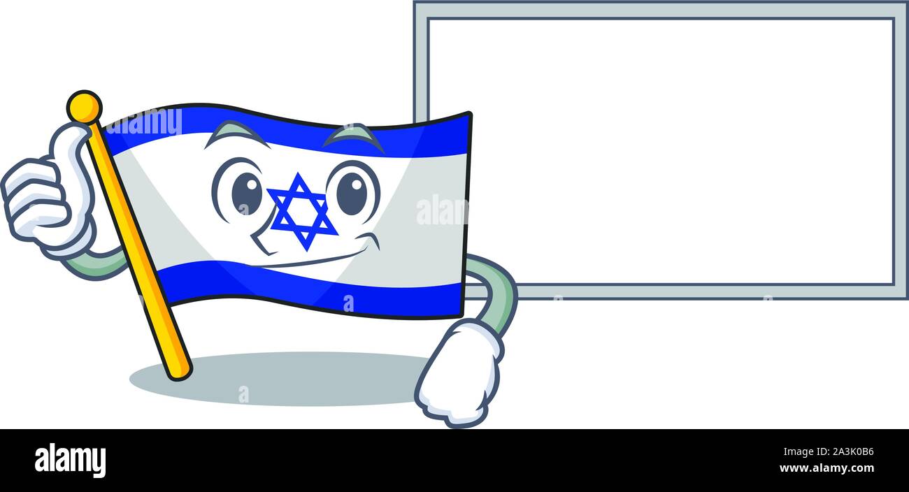 Daumen hoch mit board Flagge Israel isoliert mit der Cartoon Stock Vektor