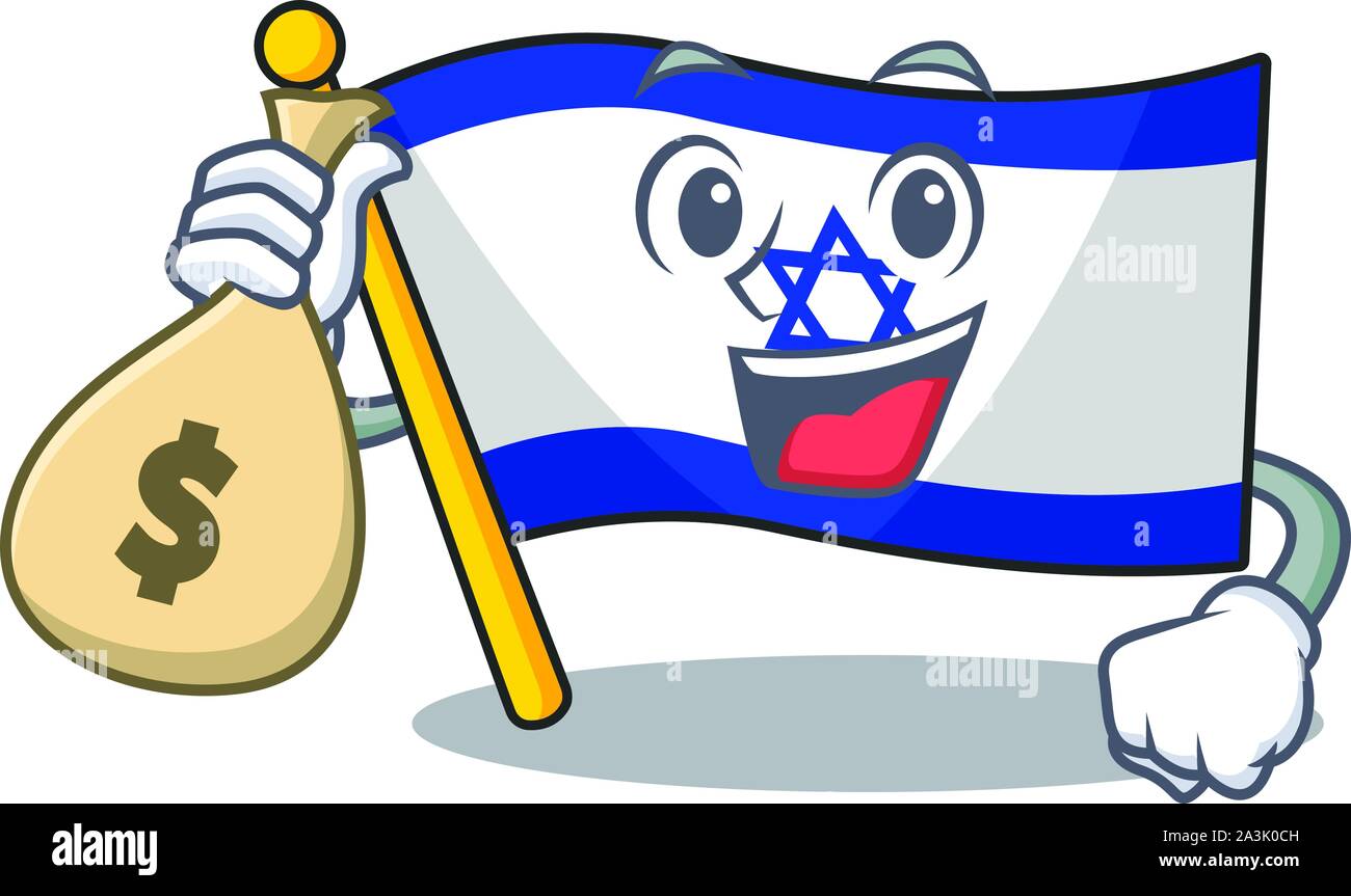 Mit Geld beutel Flagge Israel isoliert mit der Cartoon Stock Vektor