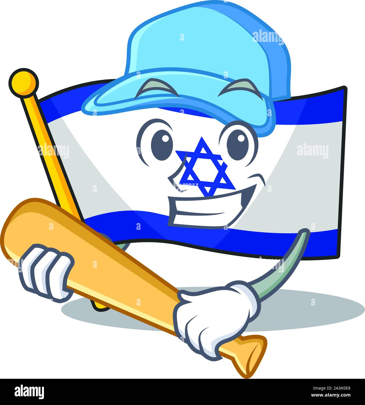 Spielen Baseball Flagge Israel isoliert mit der Cartoon Stock Vektor