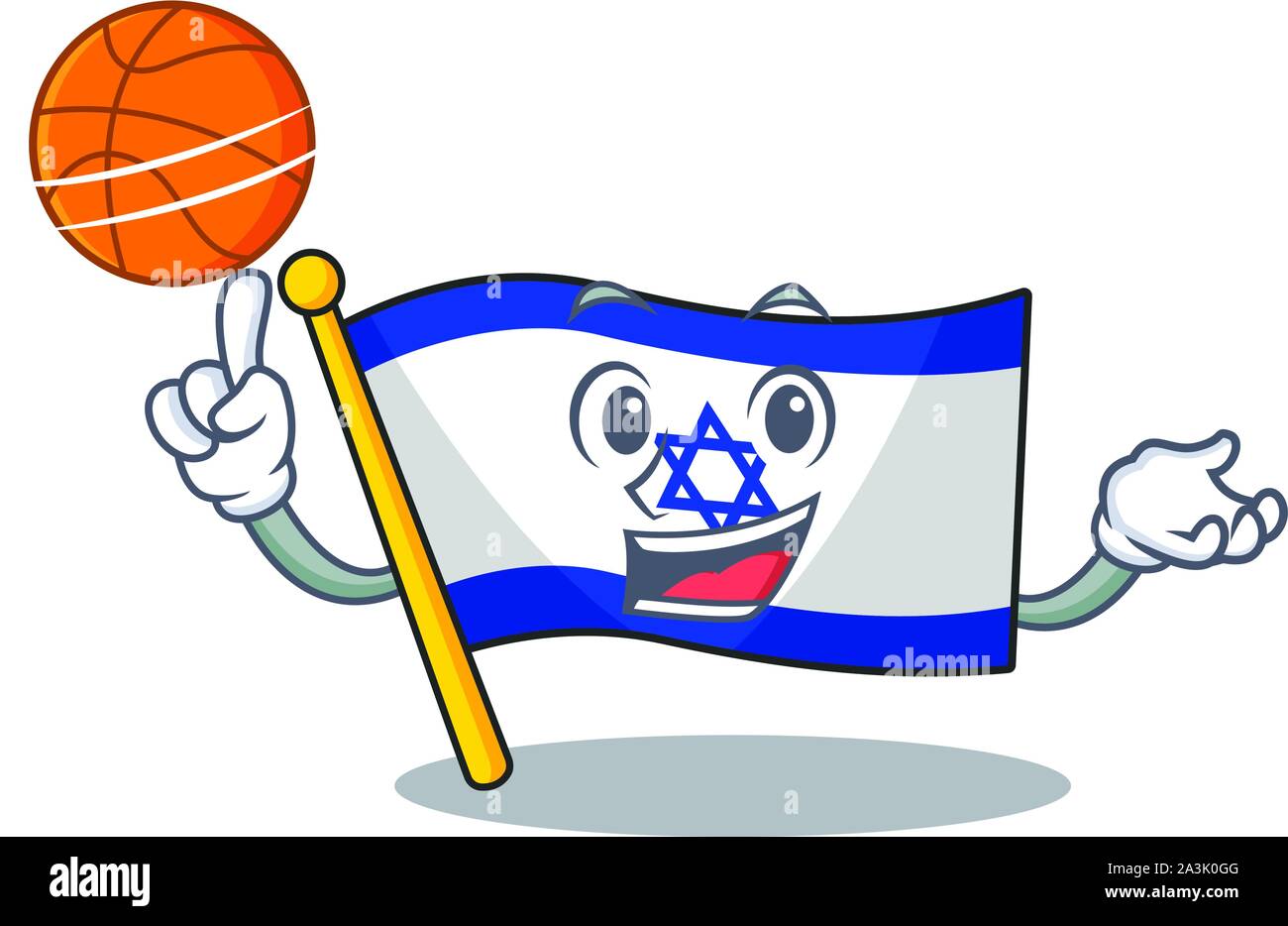 Mit basketball Flagge Israel isoliert mit der Cartoon Stock Vektor