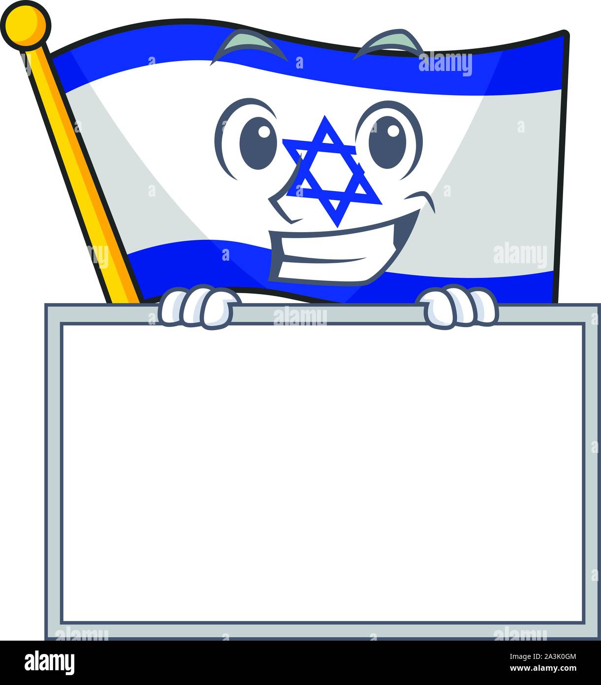 Grinsend mit board Flagge Israel isoliert mit der Cartoon Stock Vektor