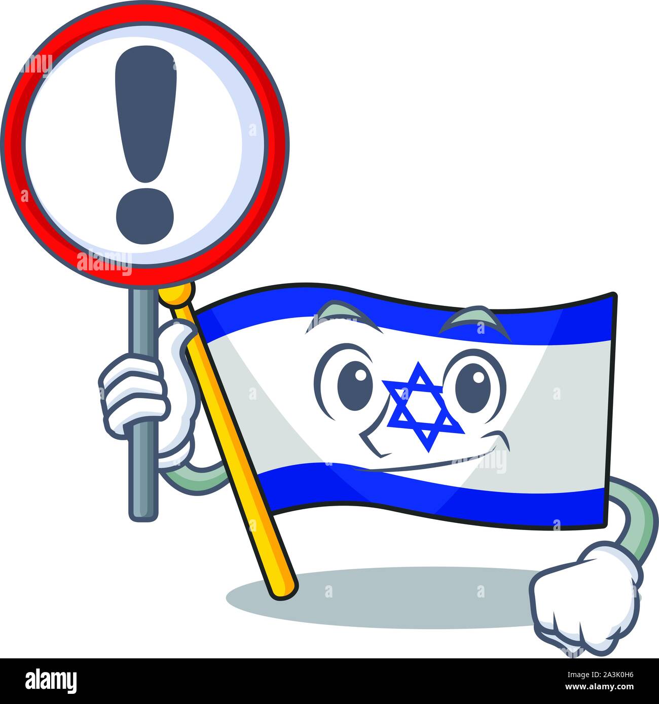 Mit Vorzeichen Flagge Israel isoliert mit der Cartoon Stock Vektor