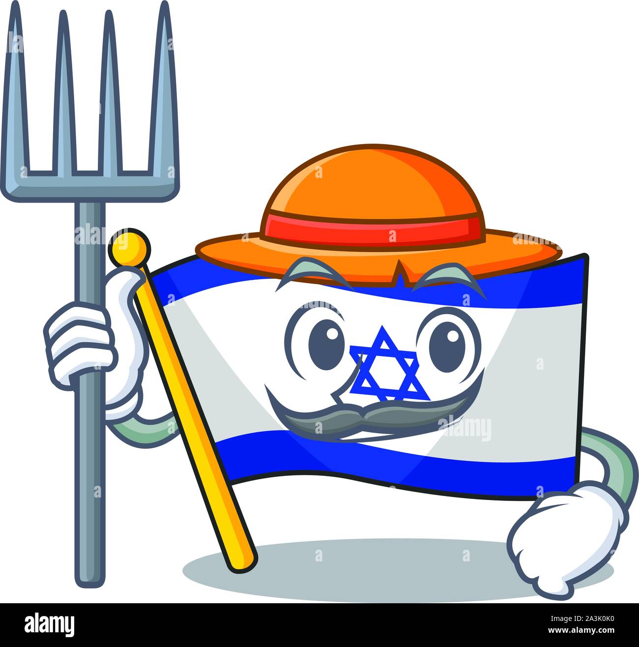 Landwirt Flagge Israel isoliert mit der Cartoon Stock Vektor