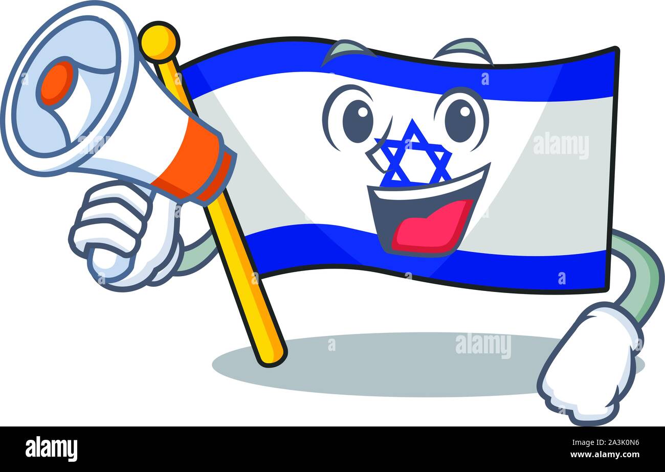 Mit megafon Flagge Israel isoliert mit der Cartoon Stock Vektor
