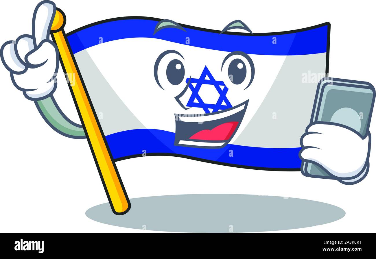 Mit phone Flagge Israel isoliert mit der Cartoon Stock Vektor