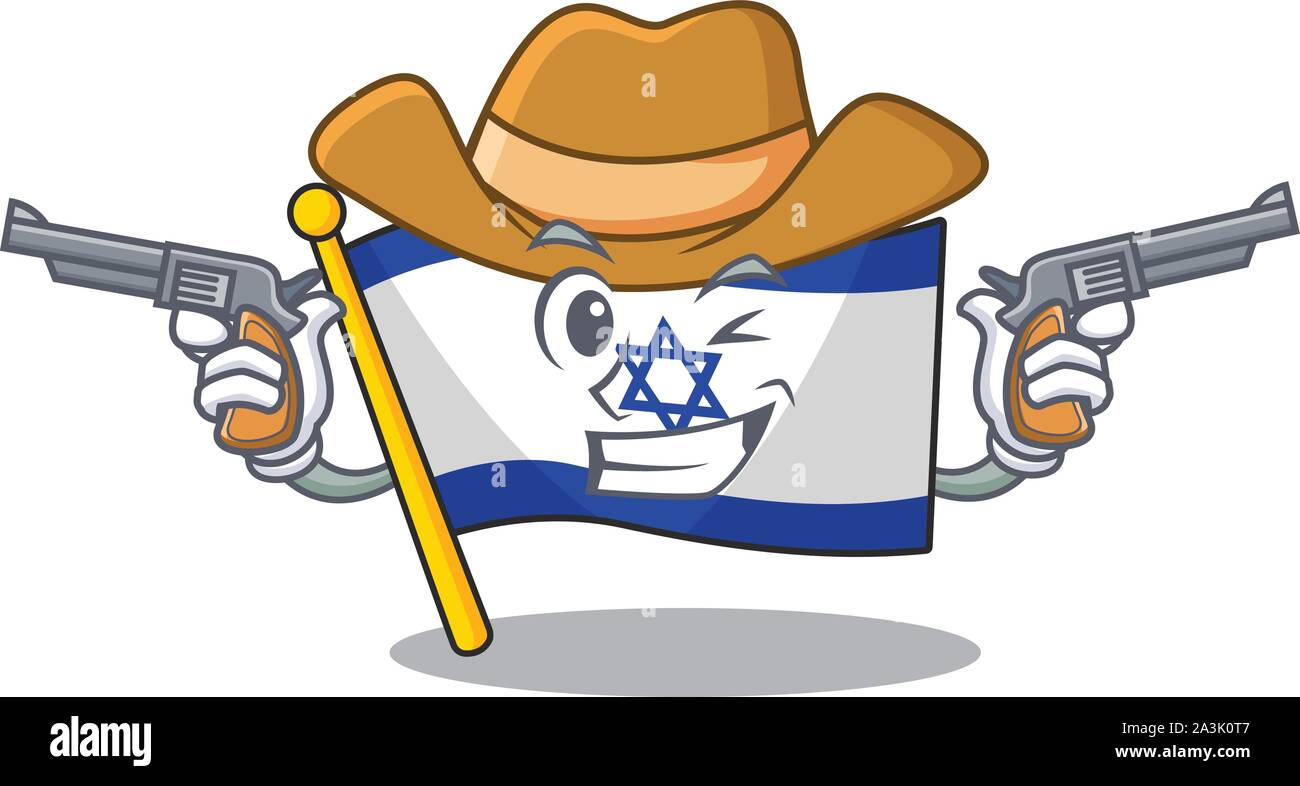 Cowboy Flagge Israel isoliert mit der Cartoon Stock Vektor