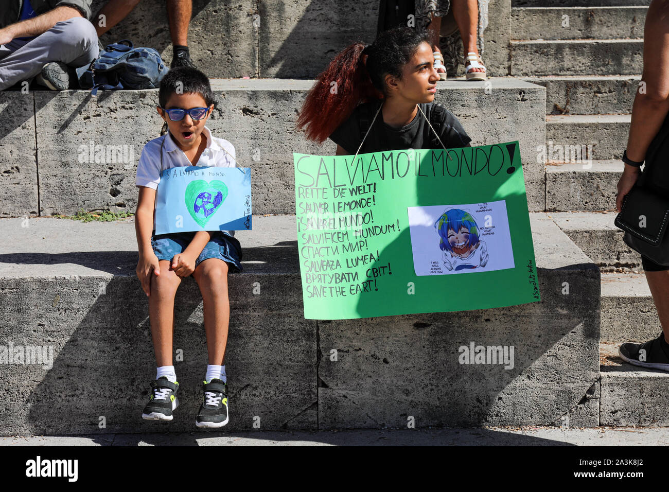 27.09.2019. Freitags für Zukunft. Schule Streik für das Klima. Klimawandel Protest in Piazza della Madonna di Loreto in Rom, Italien. Stockfoto