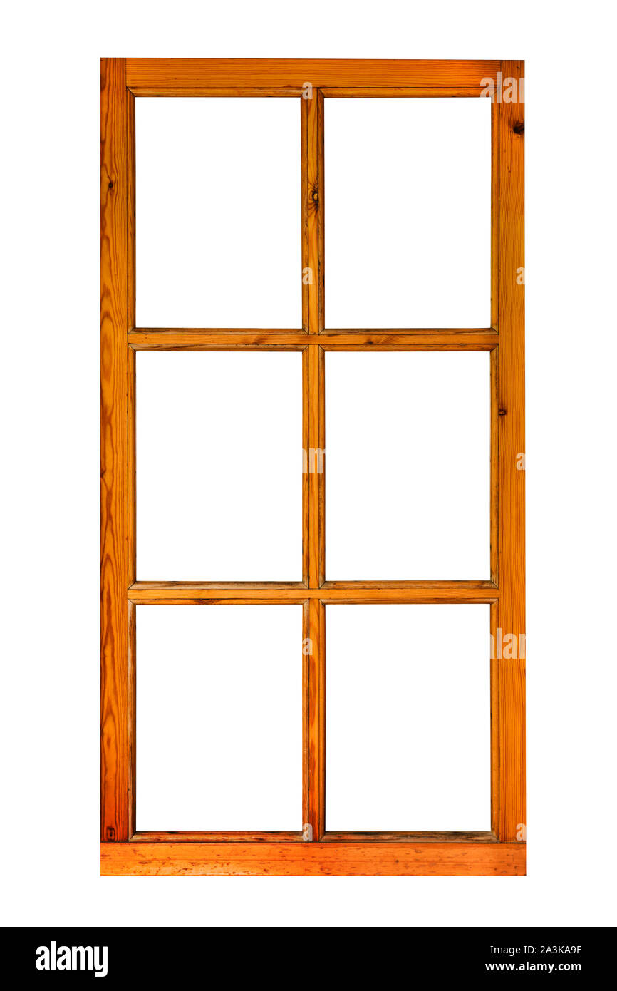 Holzrahmen der Fenster ohne Glas Stockfoto