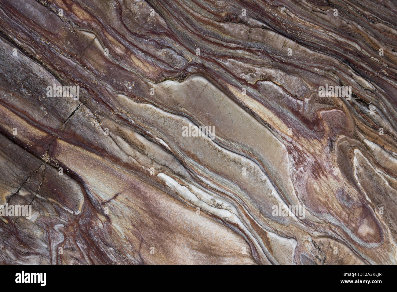 Texturen in den Felsen am Kinnagoe Bay, Halbinsel Inishowen, Co Donegal, Irland Stockfoto