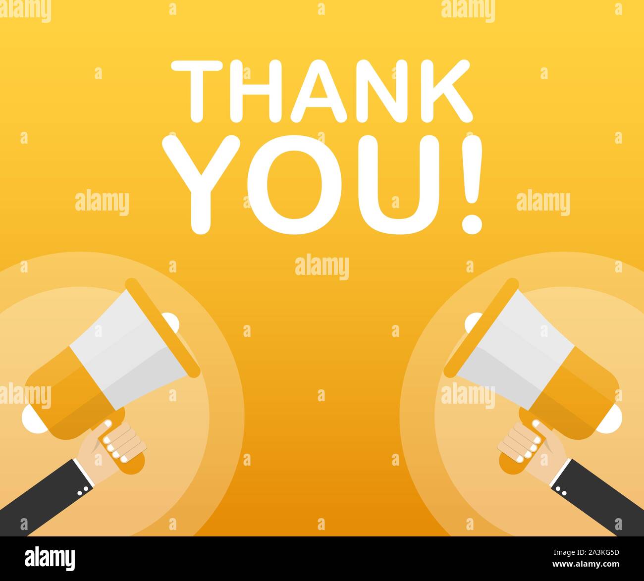 Hand Megaphon mit vielen Dank! Vector lieferbar Abbildung. Stock Vektor