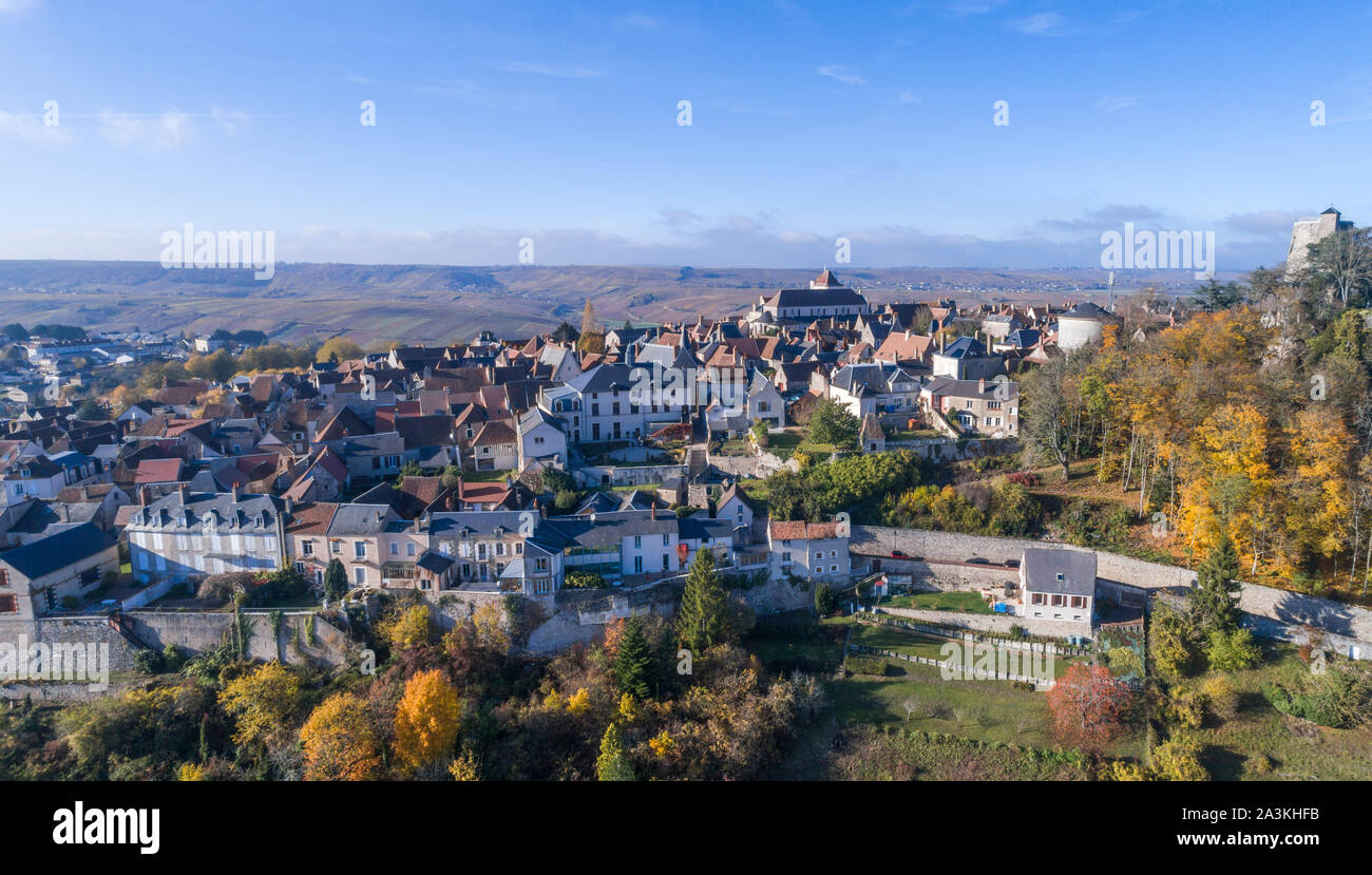 Frankreich, Cher, Berry, Sancerre, Dorf (Luftbild) // Frankreich, Cher (18), Berry, Sancerre (Vue aérienne) Stockfoto