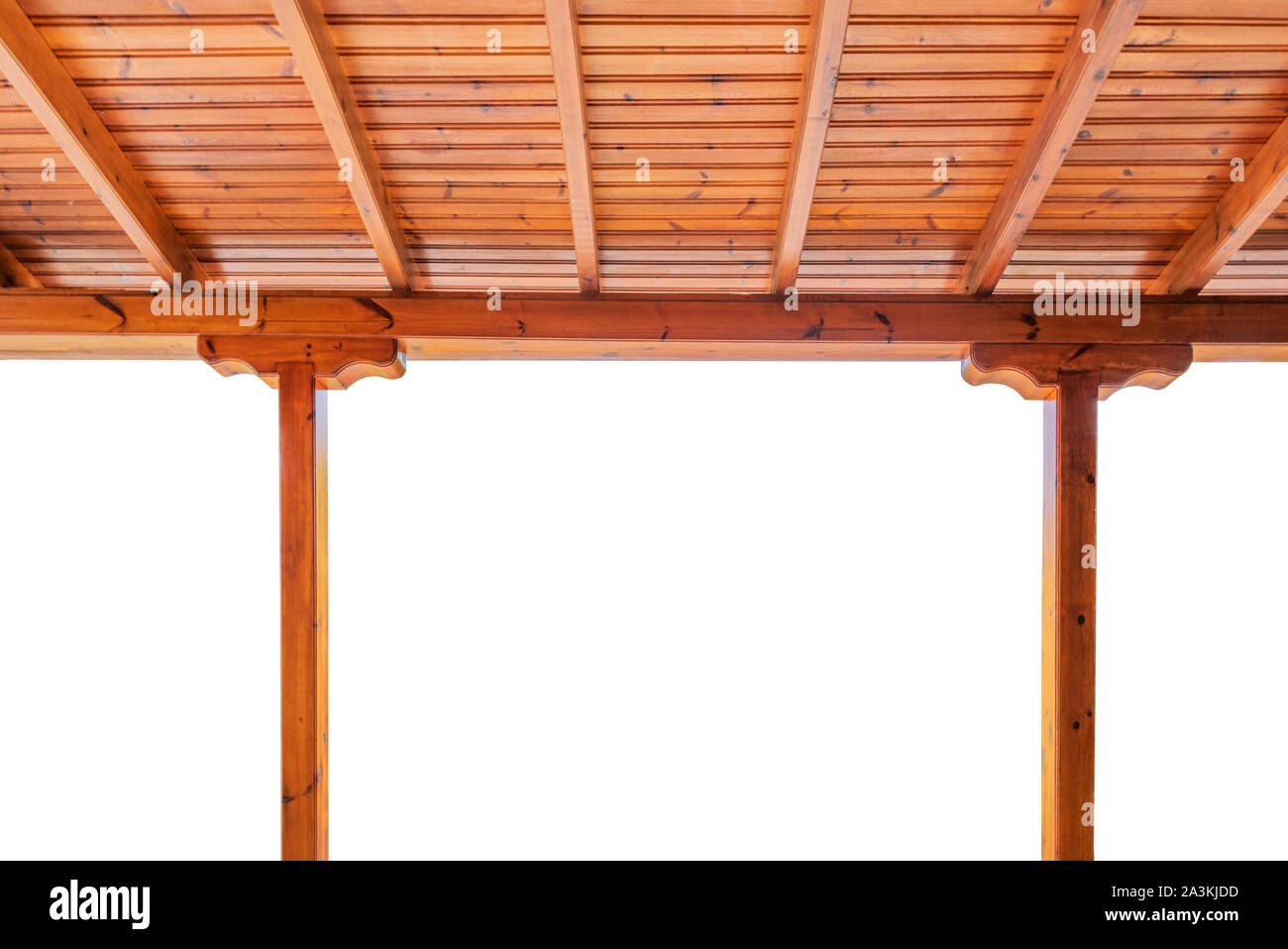 Innenraum der Haustreppe Dach auf weißem Hintergrund Stockfoto