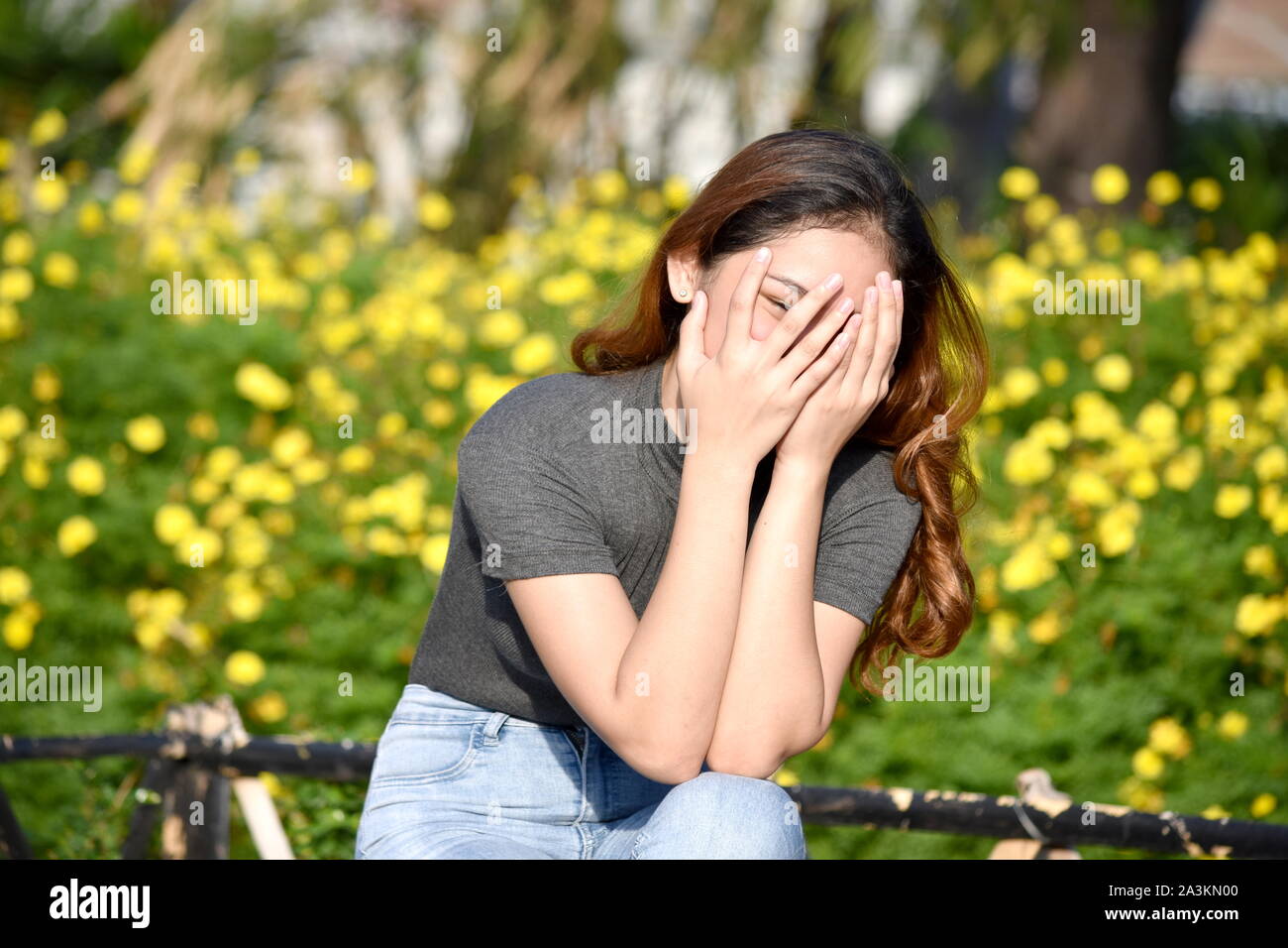 Ängstlich weiblich Frau Stockfoto