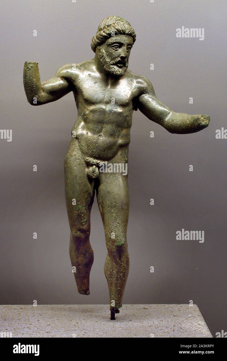 Zeus Mitte des fünften Jahrhunderts v. Chr. Herkunft: dodone Bronze H. 18,90 cm. Griechische, Griechenland, Stockfoto